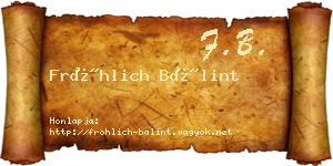 Fröhlich Bálint névjegykártya